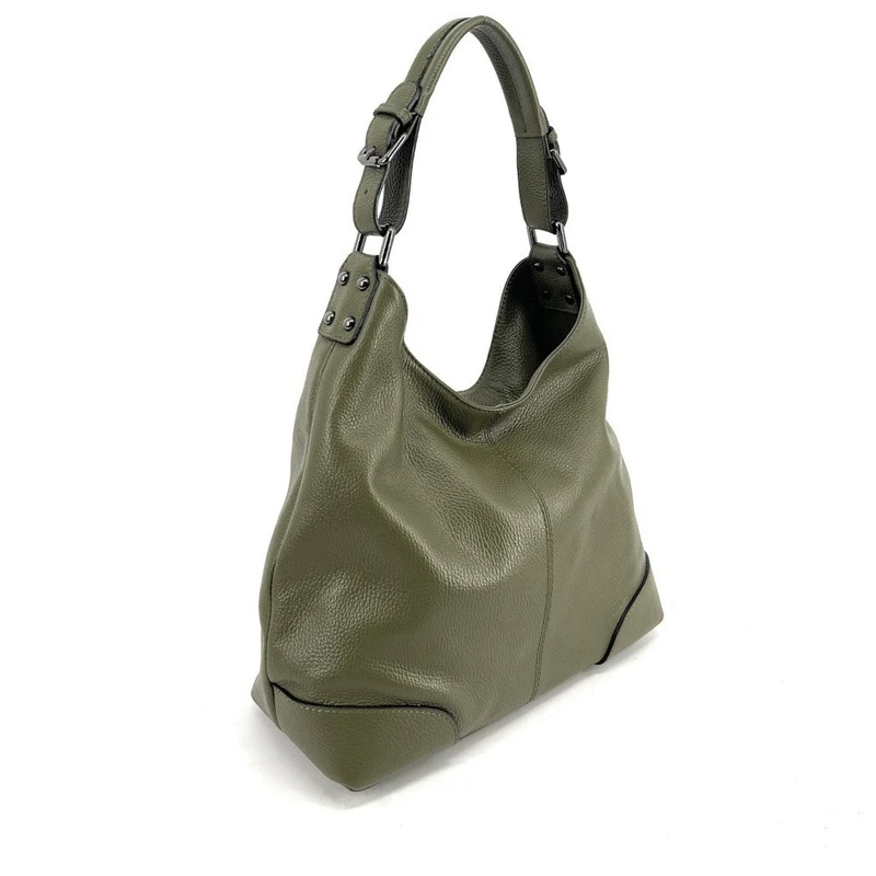 Sac à main cabas en cuir grainé NIKEE Kaki