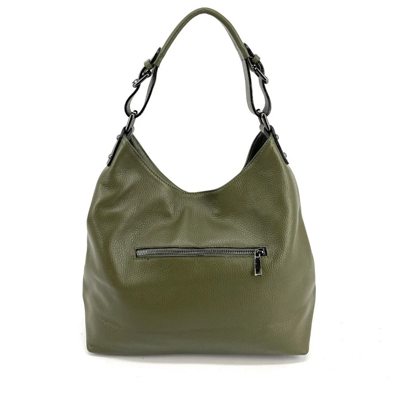 Sac à main cabas en cuir grainé NIKEE Kaki