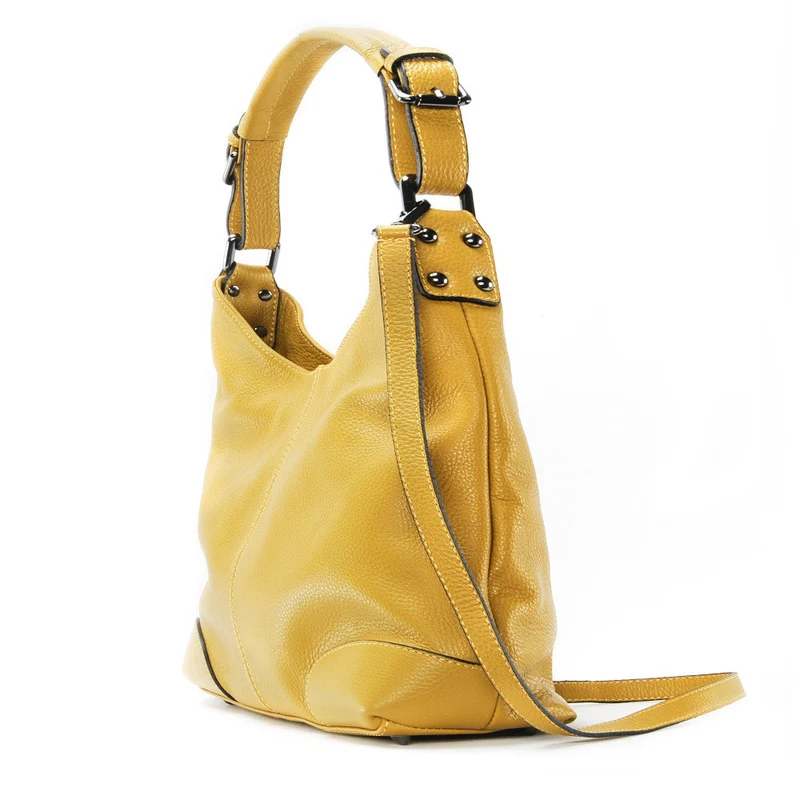 Sac à main cabas en cuir grainé NIKEE Jaune