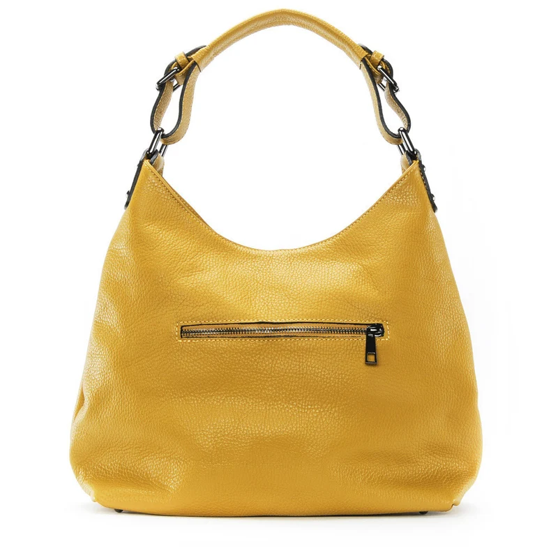 Sac à main cabas en cuir grainé NIKEE Jaune