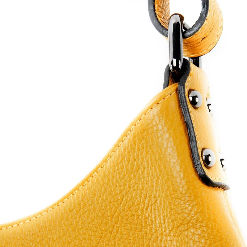 Sac à main cabas en cuir grainé NIKEE Jaune