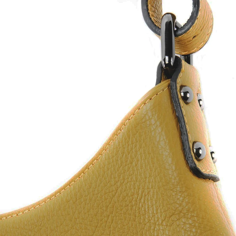 Sac à main cabas en cuir grainé NIKEE Jaune Moutarde