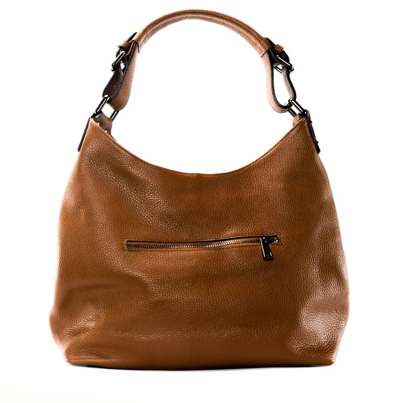 Sac à main cabas en cuir grainé NIKEE Camel foncé
