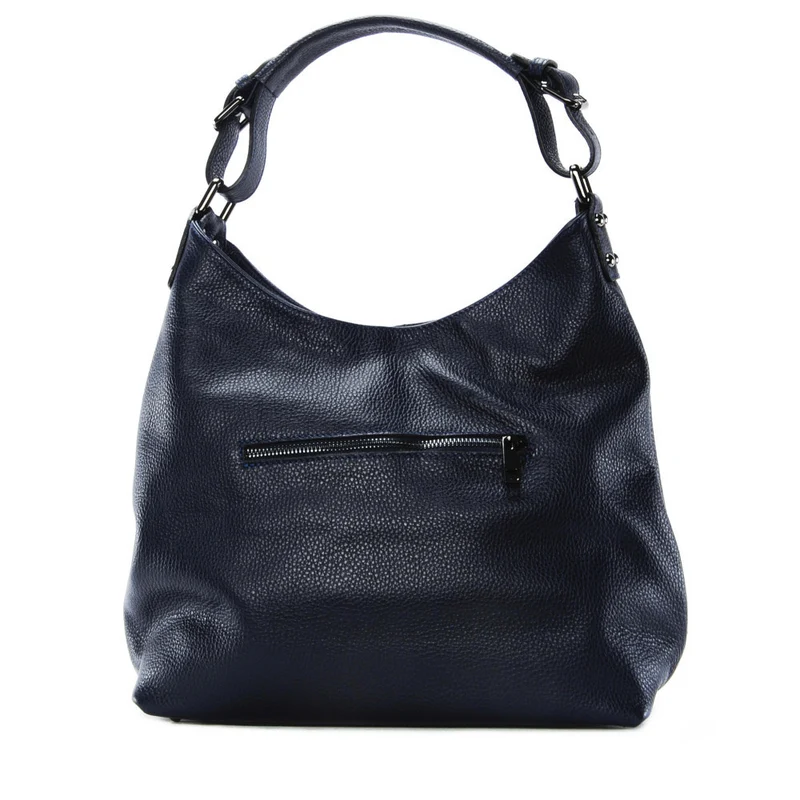 Sac à main cabas en cuir grainé NIKEE Bleu marine