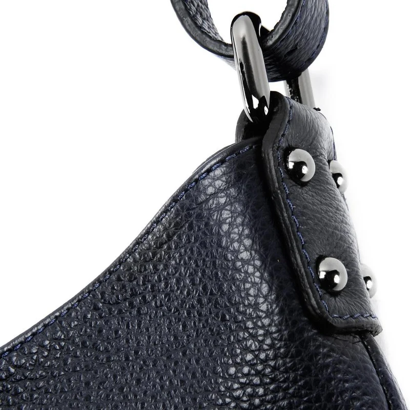 Sac à main cabas en cuir grainé NIKEE Bleu marine