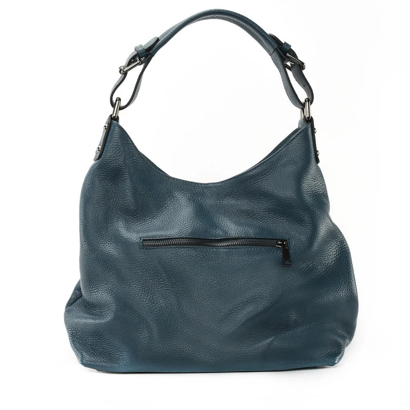 Sac à main cabas en cuir grainé NIKEE Bleu vert canard