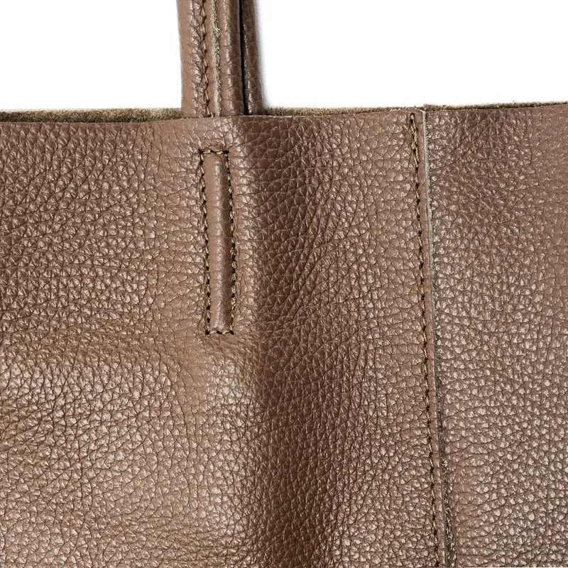 Sac cabas en cuir grainé NICE Taupe foncé