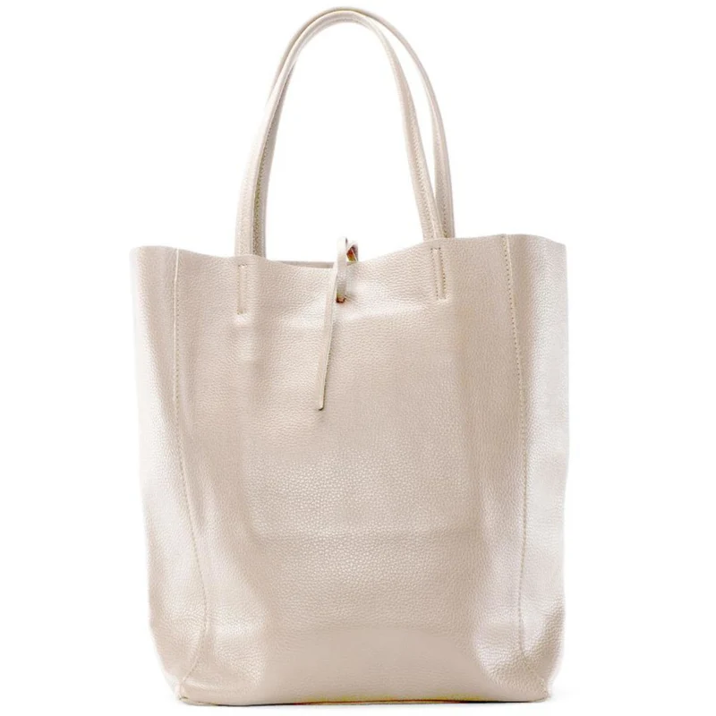 Sac cabas en cuir grainé NICE Taupe clair