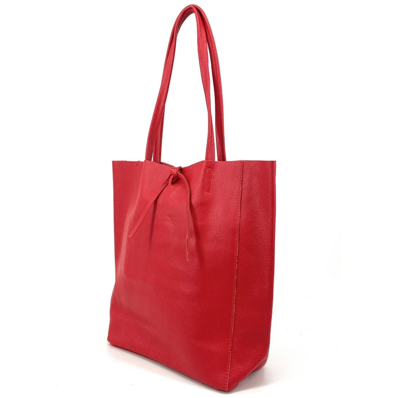 Sac cabas en cuir grainé NICE Rouge garance