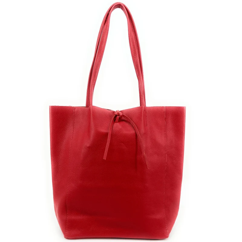 Sac cabas en cuir grainé NICE Rouge garance