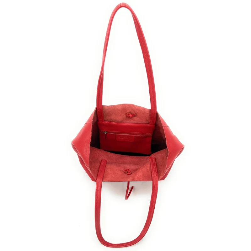 Sac cabas en cuir grainé NICE Rouge garance