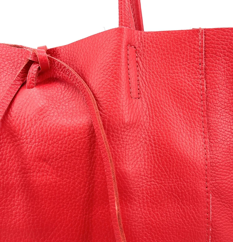 Sac cabas en cuir grainé NICE Rouge garance