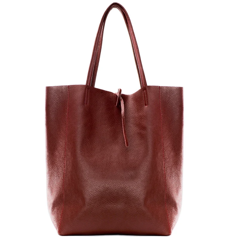 Sac cabas en cuir grainé NICE Rouge foncé