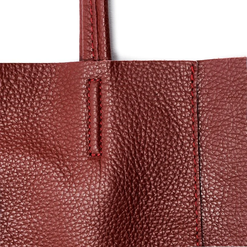 Sac cabas en cuir grainé NICE Rouge foncé