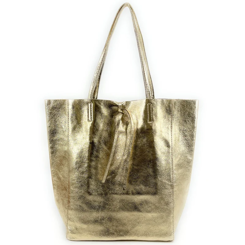 Sac cabas en cuir métallisé NICE Or