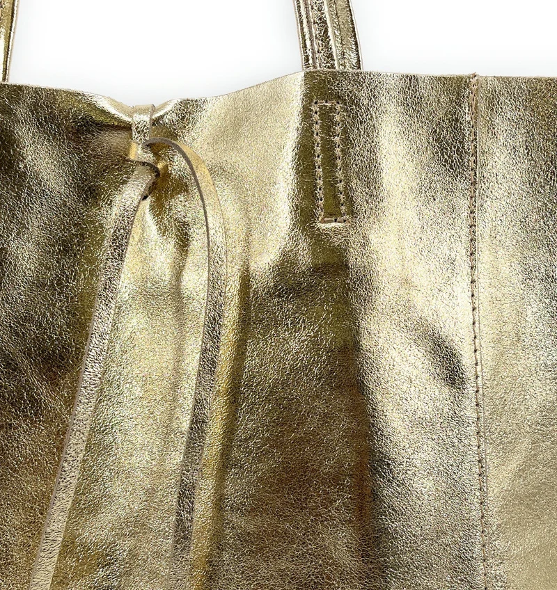 Sac cabas en cuir métallisé NICE Or