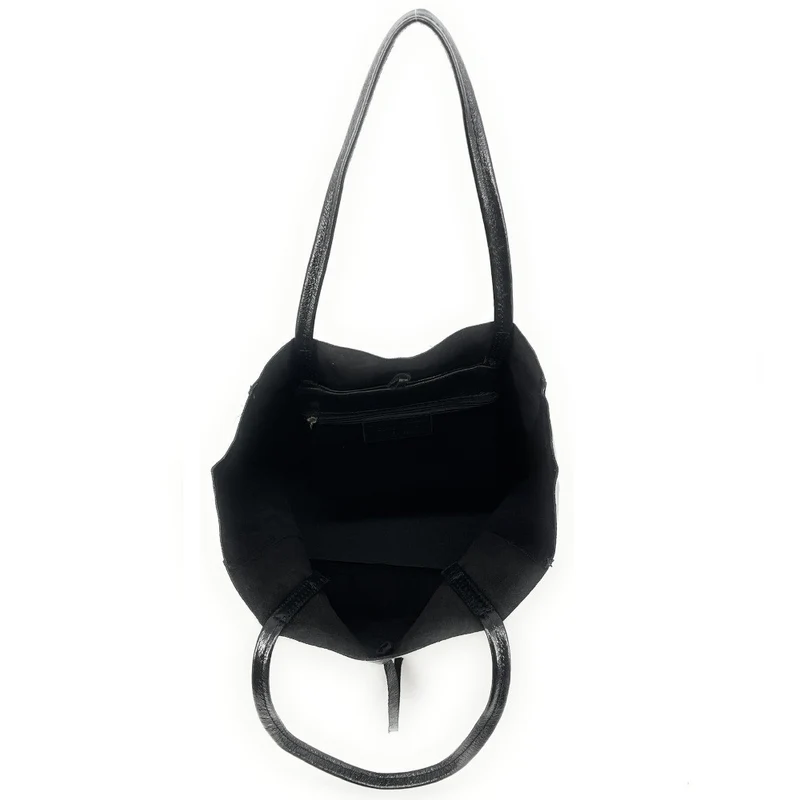 Sac cabas en cuir métallisé NICE Noir irisé