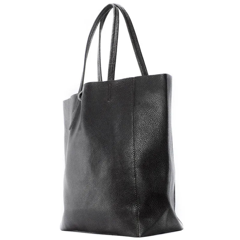 Sac cabas en cuir grainé NICE Marron chocolat