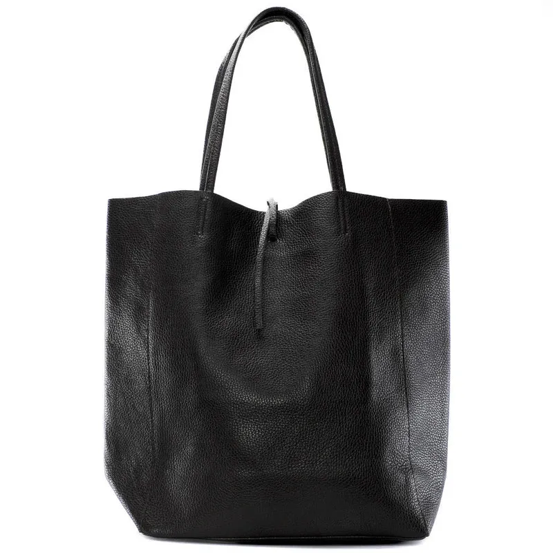 Sac cabas en cuir grainé NICE Marron chocolat