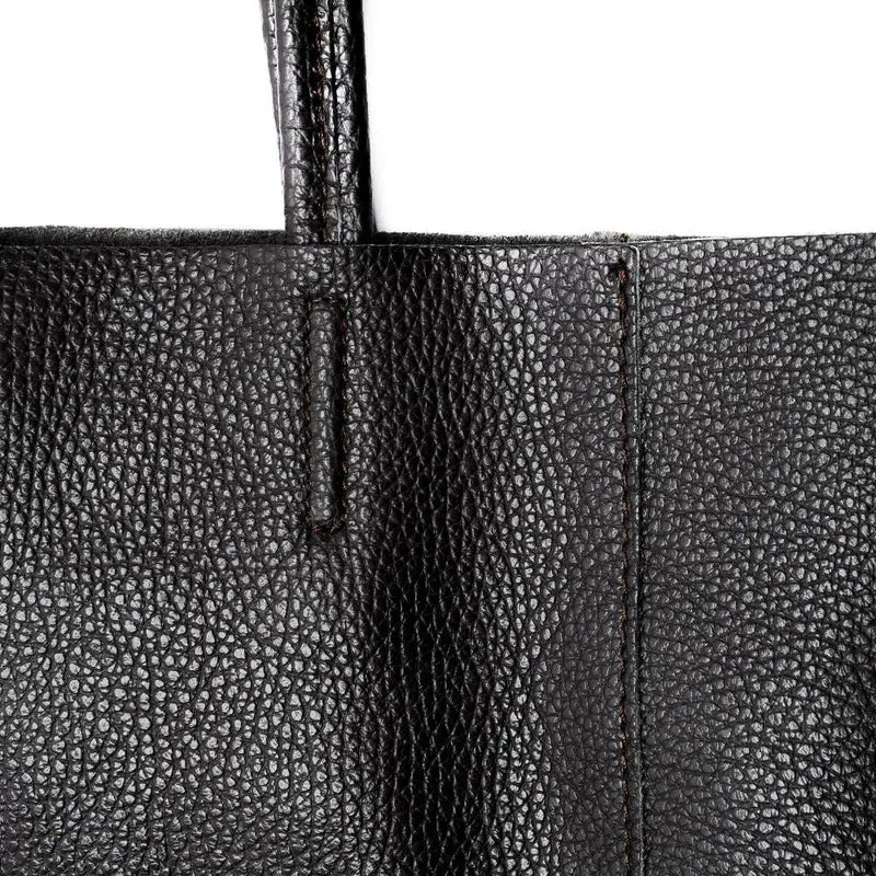 Sac cabas en cuir grainé NICE Marron chocolat