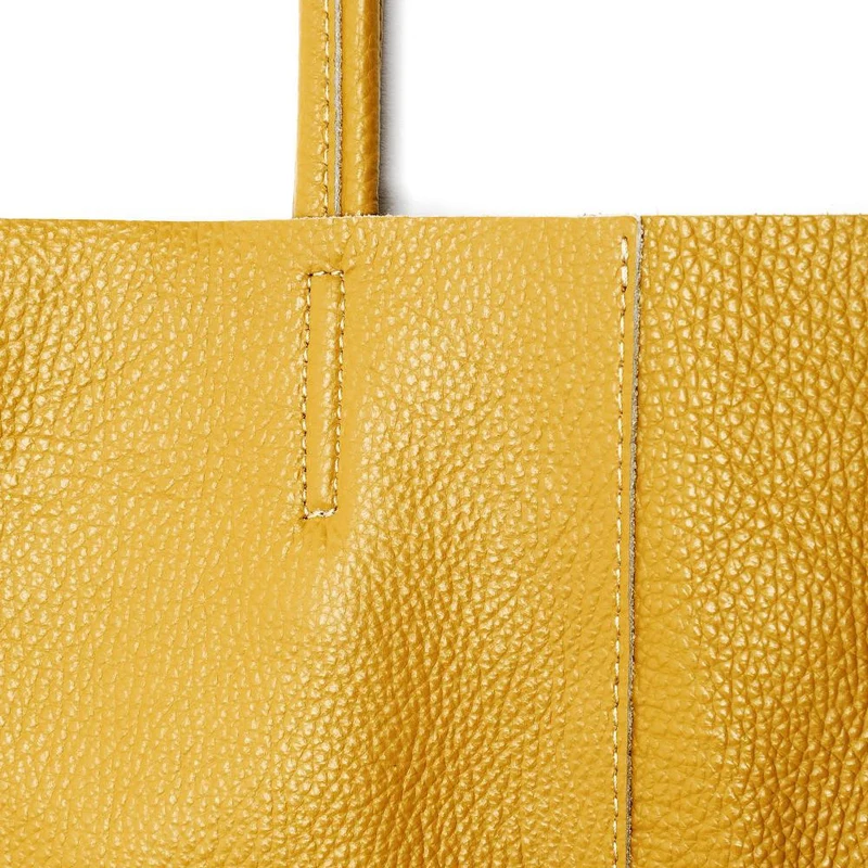 Sac cabas en cuir grainé NICE Jaune moutarde