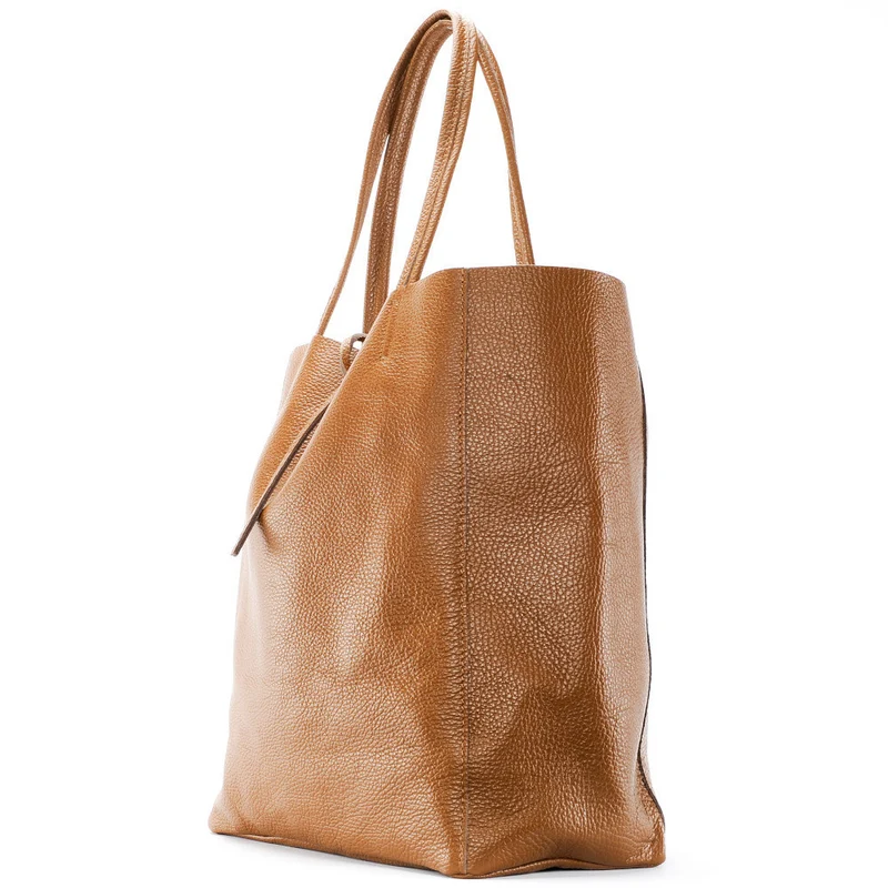 Sac cabas en cuir grainé NICE Cognac