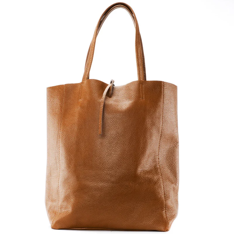 Sac cabas en cuir grainé NICE Cognac