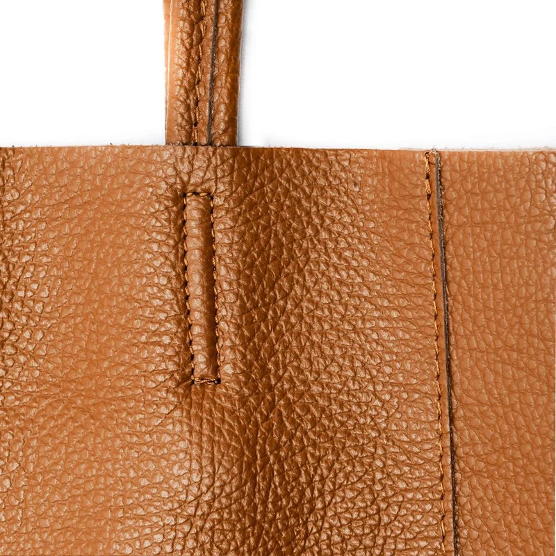 Sac cabas en cuir grainé NICE Cognac