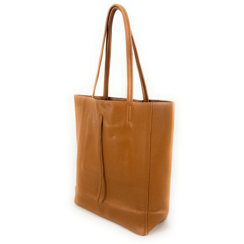 Sac cabas en cuir grainé NICE Marron Camel clair