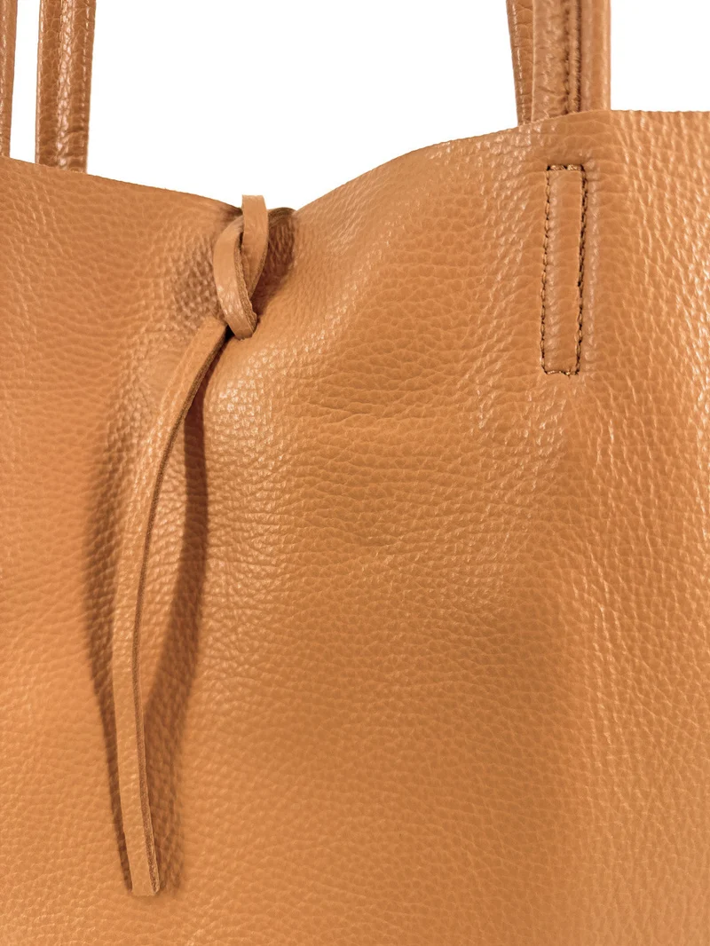 Sac cabas en cuir grainé NICE Marron Camel clair