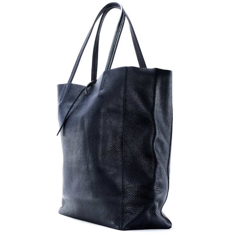 Sac cabas en cuir grainé NICE Bleu marine