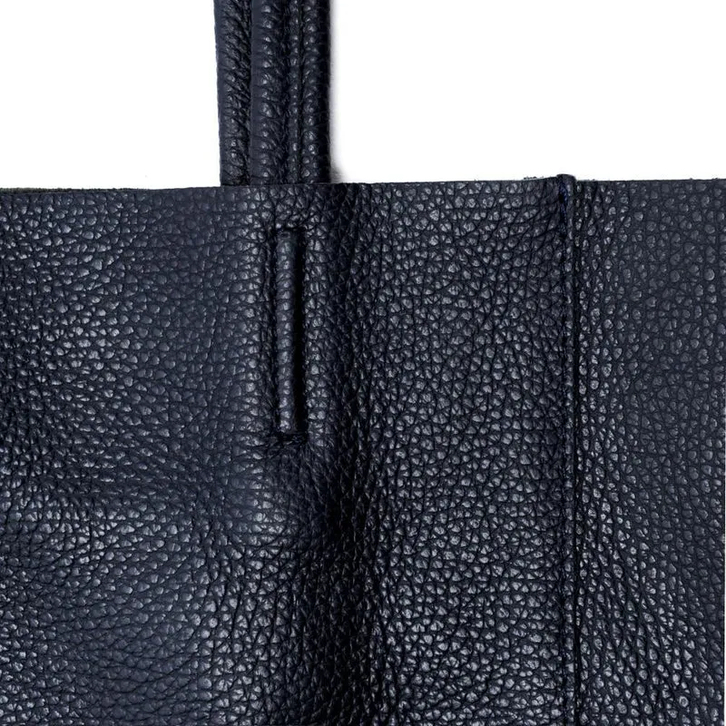 Sac cabas en cuir grainé NICE Bleu marine