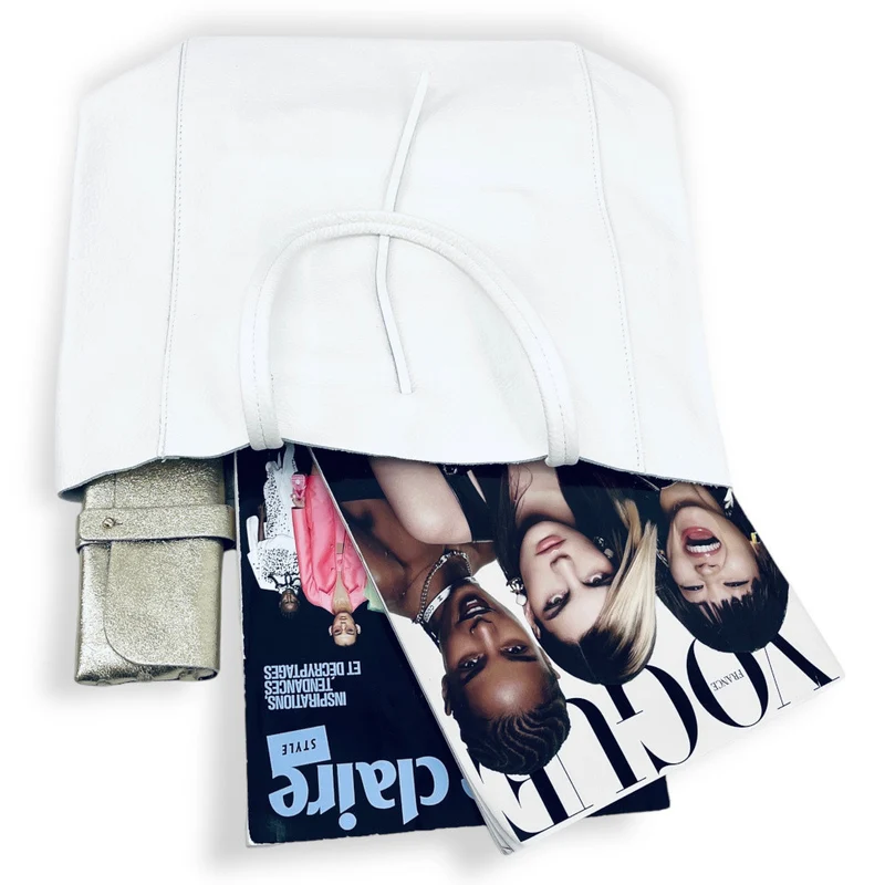 Sac cabas en cuir grainé NICE Blanc