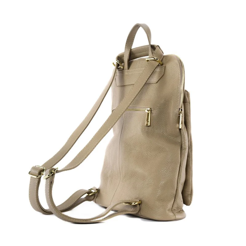 Sac à dos en cuir grainé CORFOU Taupe