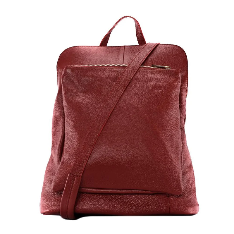 Sac à dos en cuir grainé CORFOU Rouge foncé