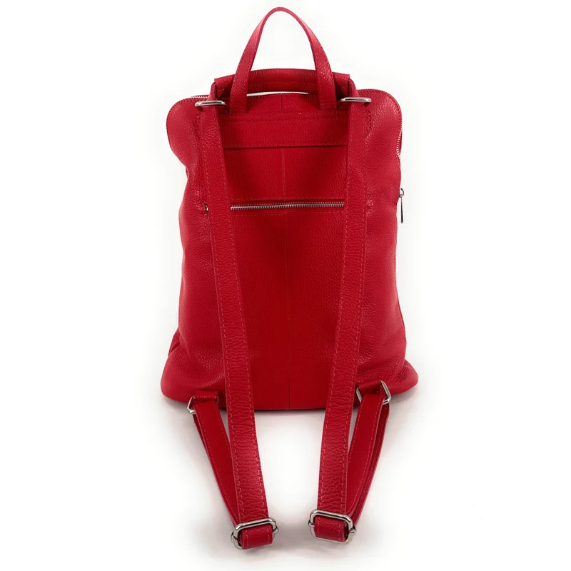 Sac à dos en cuir grainé CORFOU Rouge garance