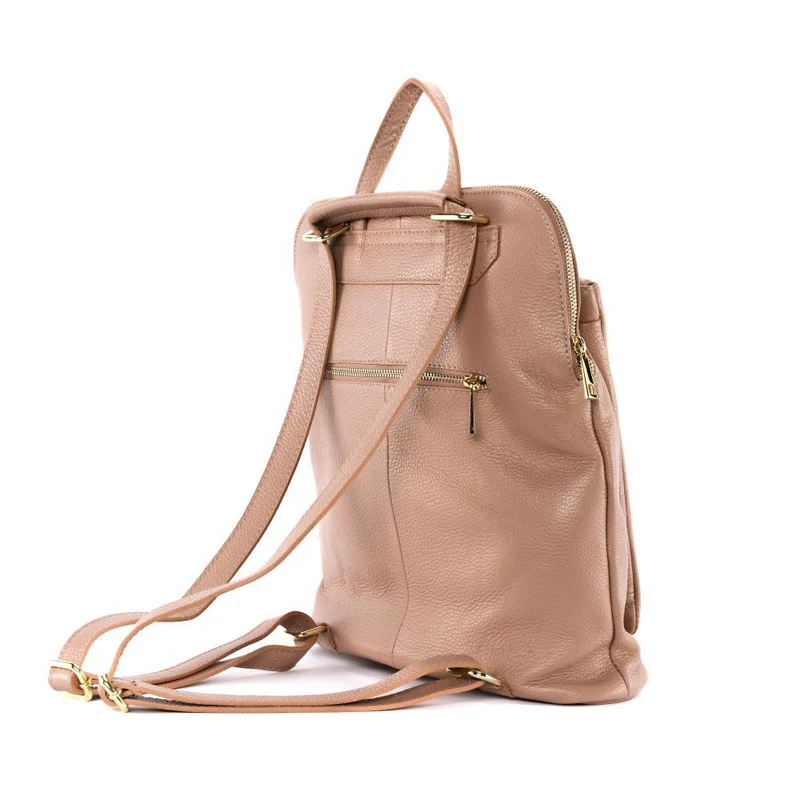 Sac à dos en cuir grainé CORFOU Rose intense