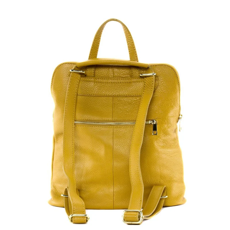 Sac à dos en cuir grainé CORFOU Jaune tournesol