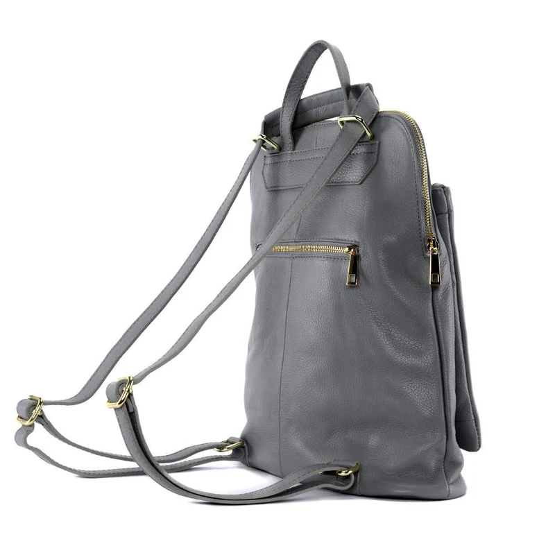 Sac à dos en cuir grainé CORFOU Gris clair