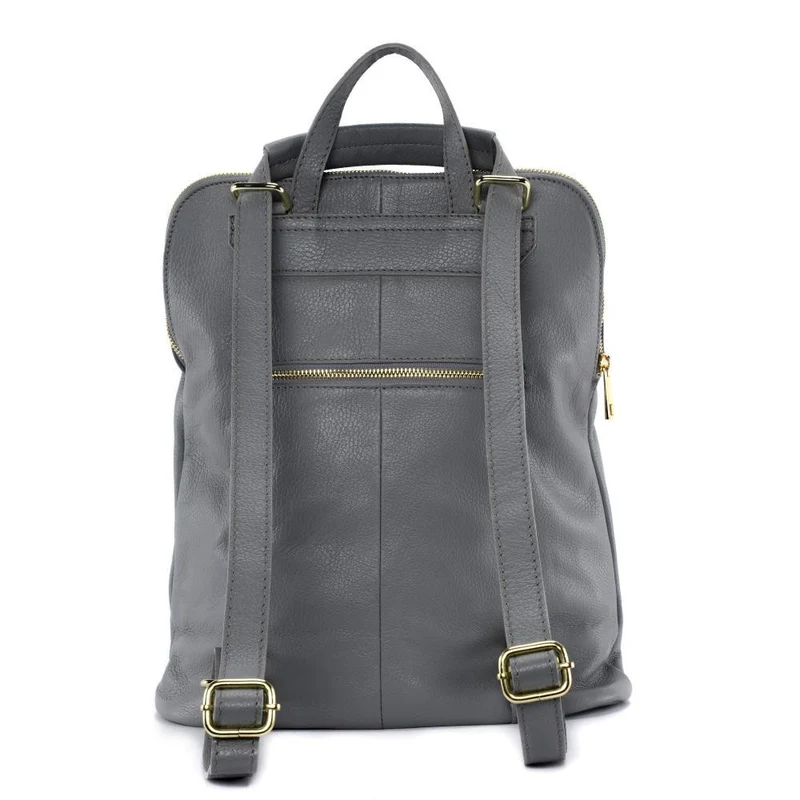 Sac à dos en cuir grainé CORFOU Gris clair
