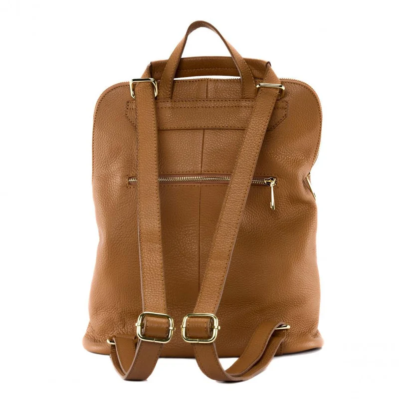Sac à dos en cuir grainé CORFOU Cognac