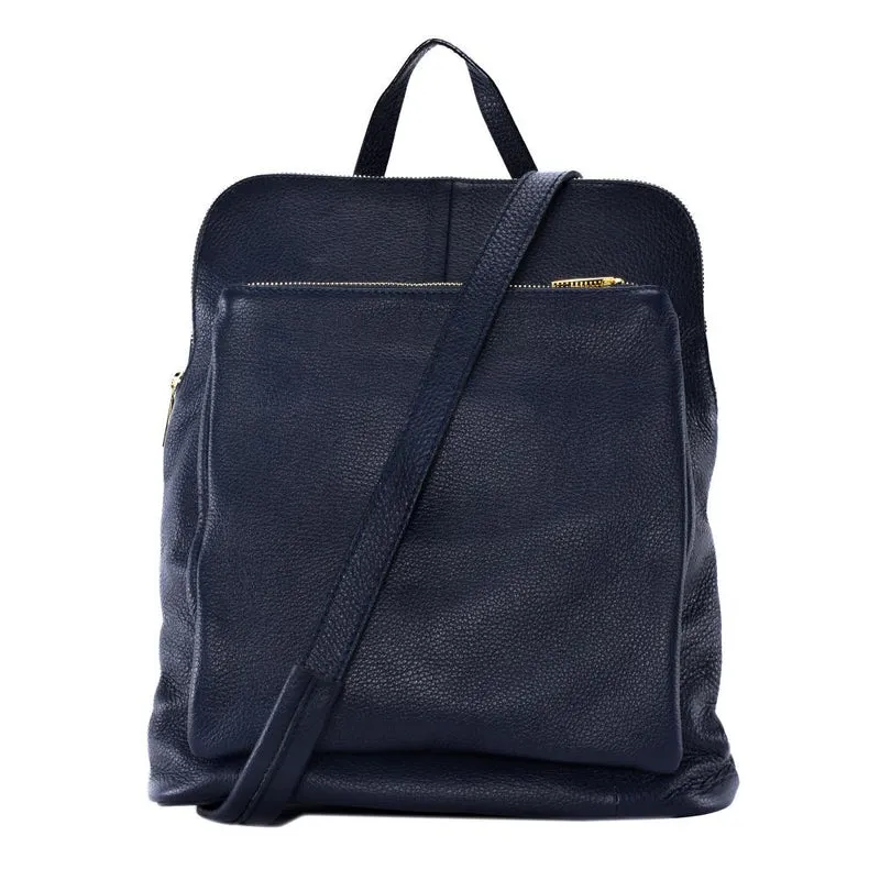 Sac à dos en cuir grainé CORFOU Bleu marine