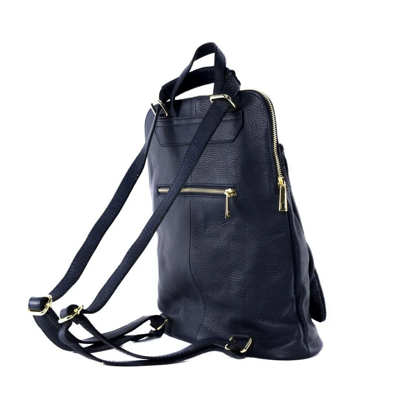 Sac à dos en cuir grainé CORFOU Bleu marine