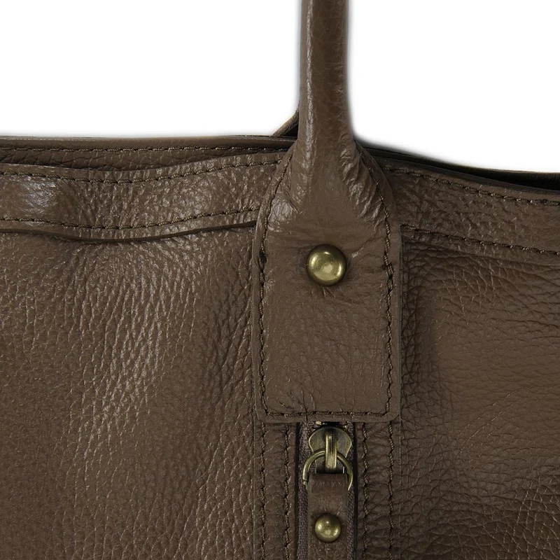 Sac à main en cuir grainé RANGOON Taupe foncé
