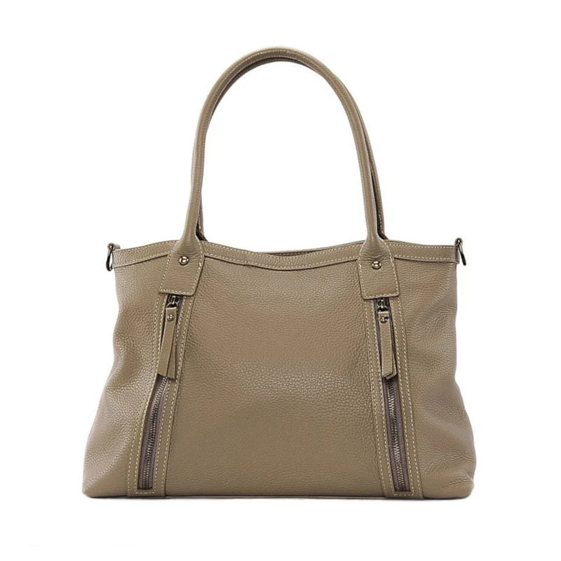 Sac à main en cuir grainé RANGOON Taupe clair