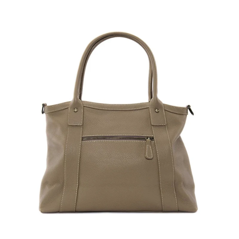 Sac à main en cuir grainé RANGOON Taupe clair