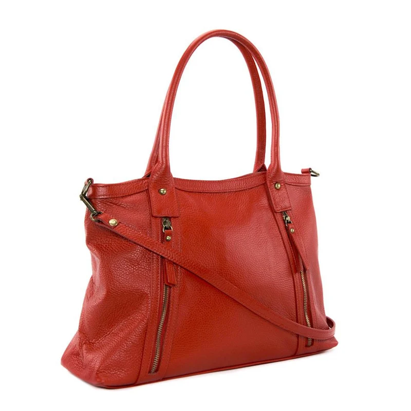 Sac à main en cuir grainé RANGOON Rouge garance