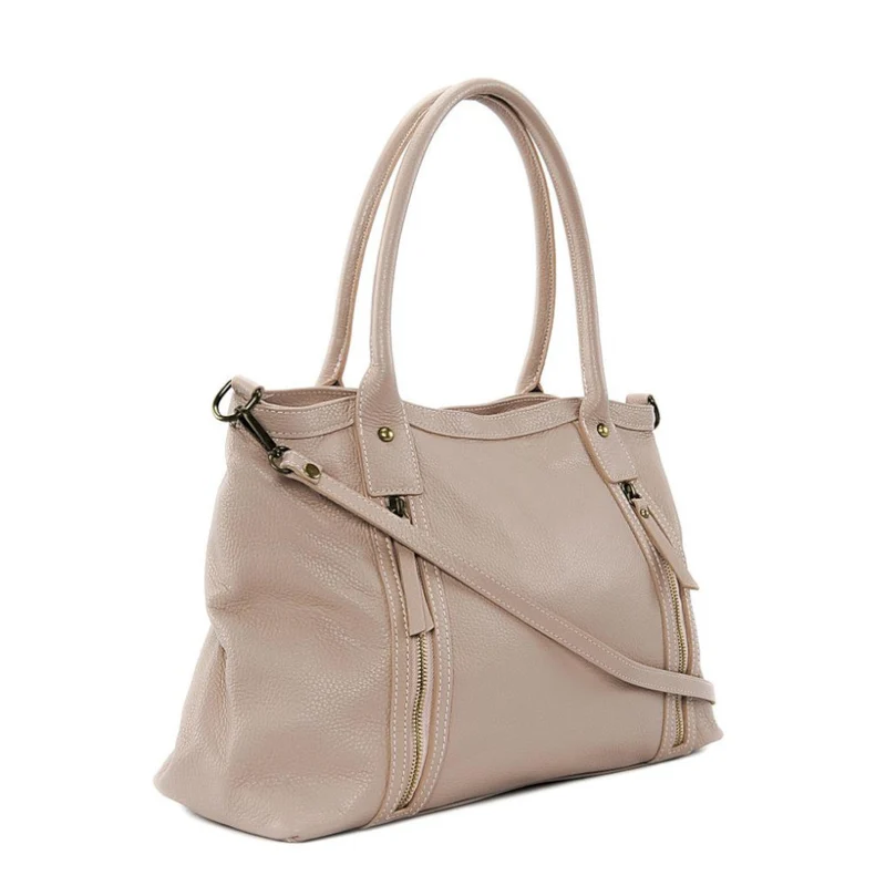 Sac à main en cuir grainé RANGOON Rose nude
