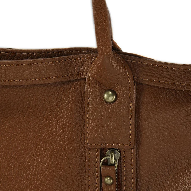Sac à main en cuir grainé RANGOON Cognac foncé