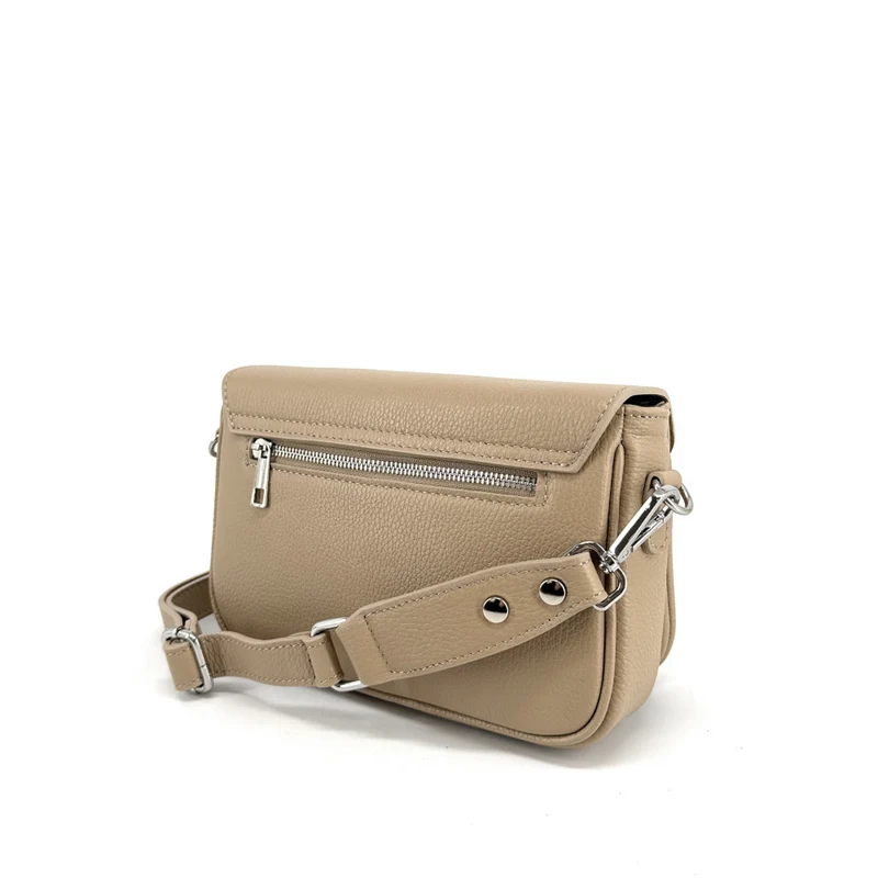 Sac trotteur en cuir grainé BAGGY Taupe clair